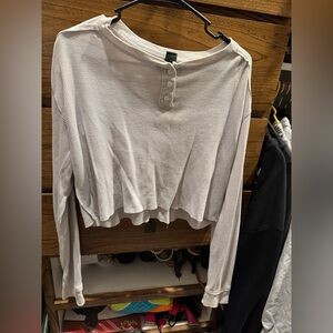 Wild Fable Gray Long Sleeve Cropped Shirt Size XL